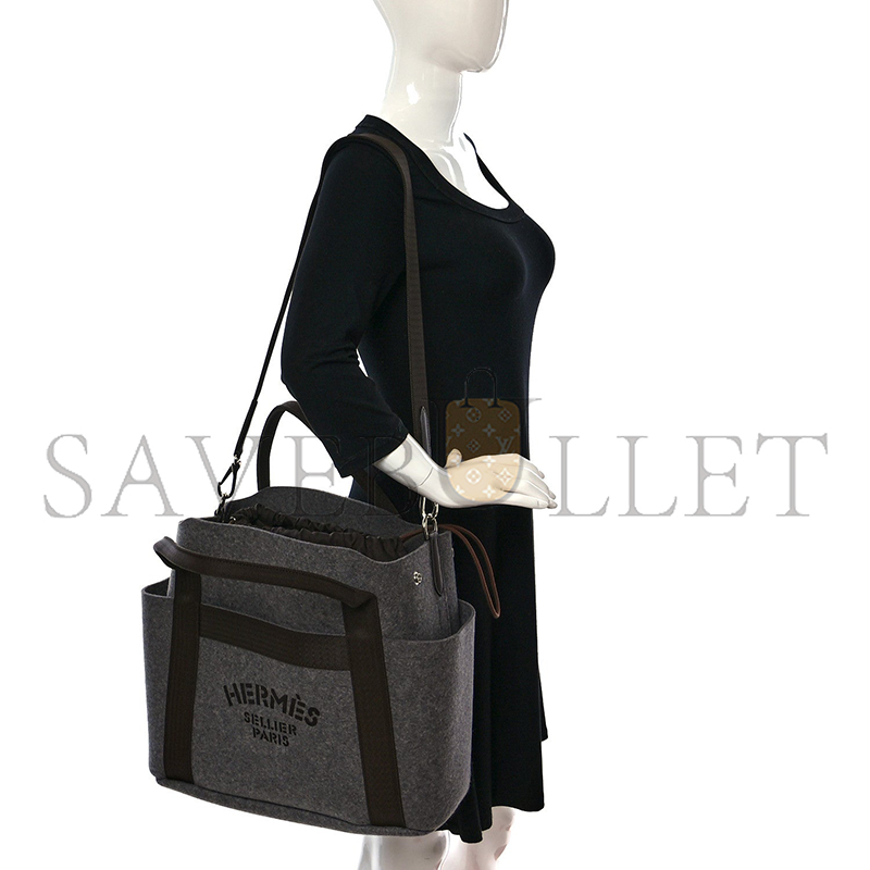 HERMES FELT SAC DE PANSAGE GROOM BAG ACIER (38*32*17cm) 